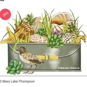 Hand Painted Shell Pan Needlepoint Canvas